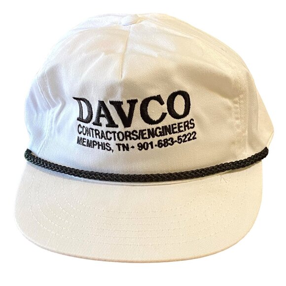 DAVCO Contractors Engineers Corded Adjustable Strap Hat Industrial Advertising - Picture 1 of 7